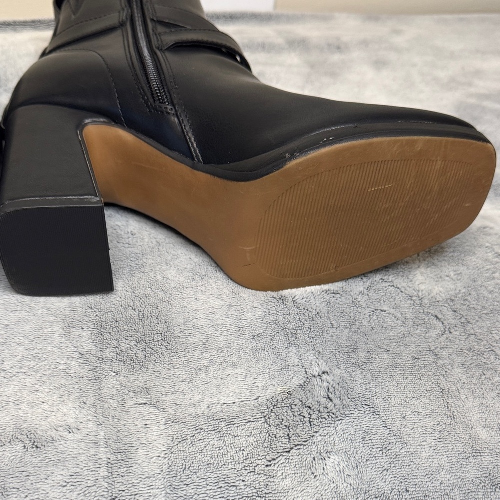 LIKE NEW Kensie “Axe” Black Block Heel Booties - Square Toe - Side Zip - 6.5 - Picture 9 of 12
